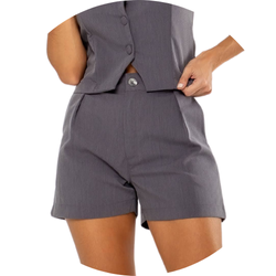 01 bermuda feminina alfaiataria chumbo