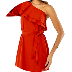 08 vestido feminino midi com babados caramelo