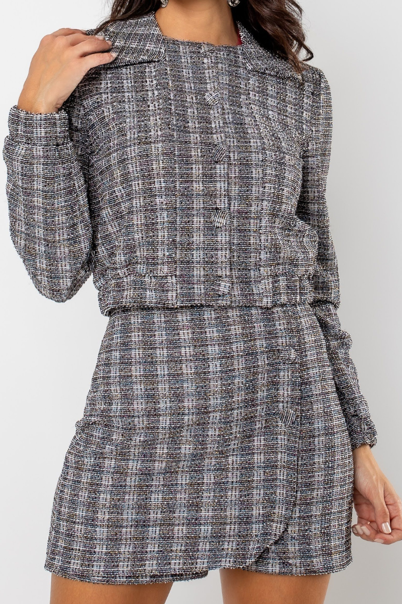 Jaqueta Feminina Tweed - Preta - Amora Café