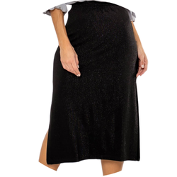05 saia feminina midi brilho preta