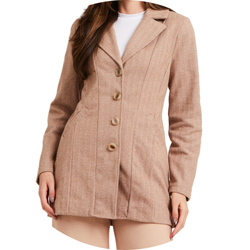 01 casaco feminino tweed chevron nude