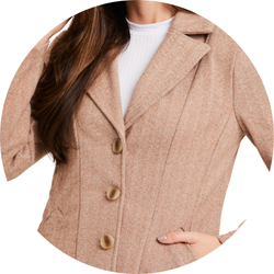 Casaco Feminino Tweed Chevron - Nude - Amora Café