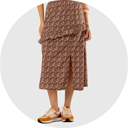 13 saia feminina estampada floral marrom