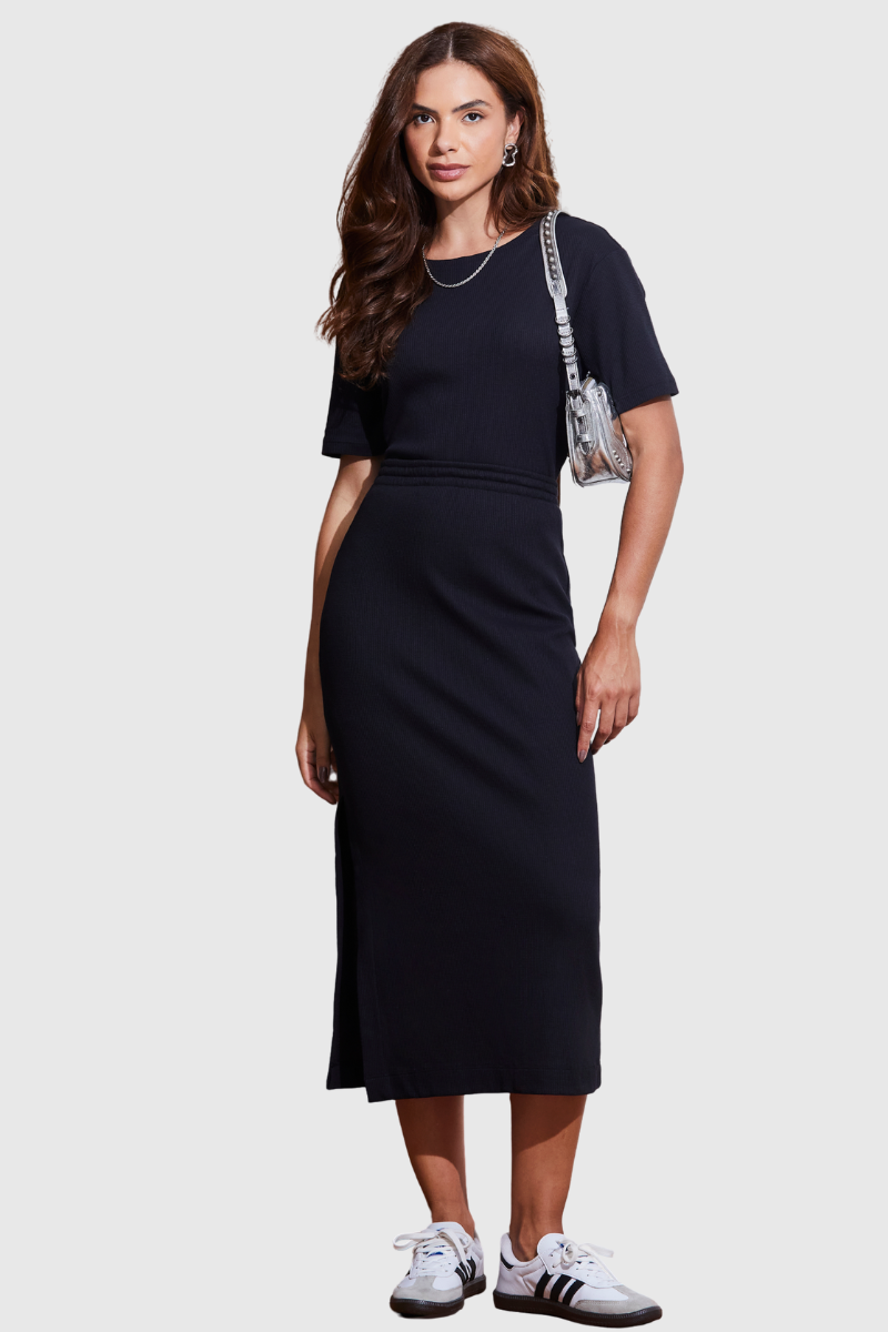 Saia Feminina Midi Preta