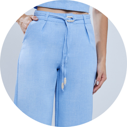 01 conjunto feminino linho azul claro