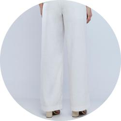 01 calca feminina alfaiataria linho nude