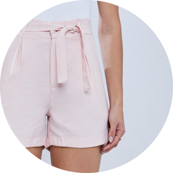02 bermuda feminina alfaiataria linho rosa claro