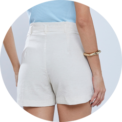 01 bermuda feminina alfaiataria linho nude