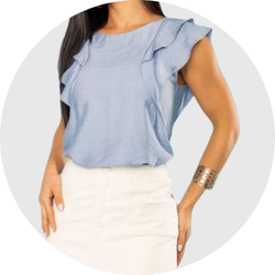 02 blusa feminina babados manga azul claro