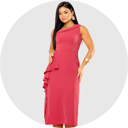 01 vestido feminino babado lateral bordo