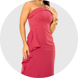 02 vestido feminino babado lateral bordo