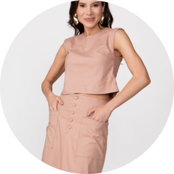 02 saia feminina longuete linho marrom