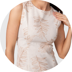 01 vestido feminino curto linho bordado nude