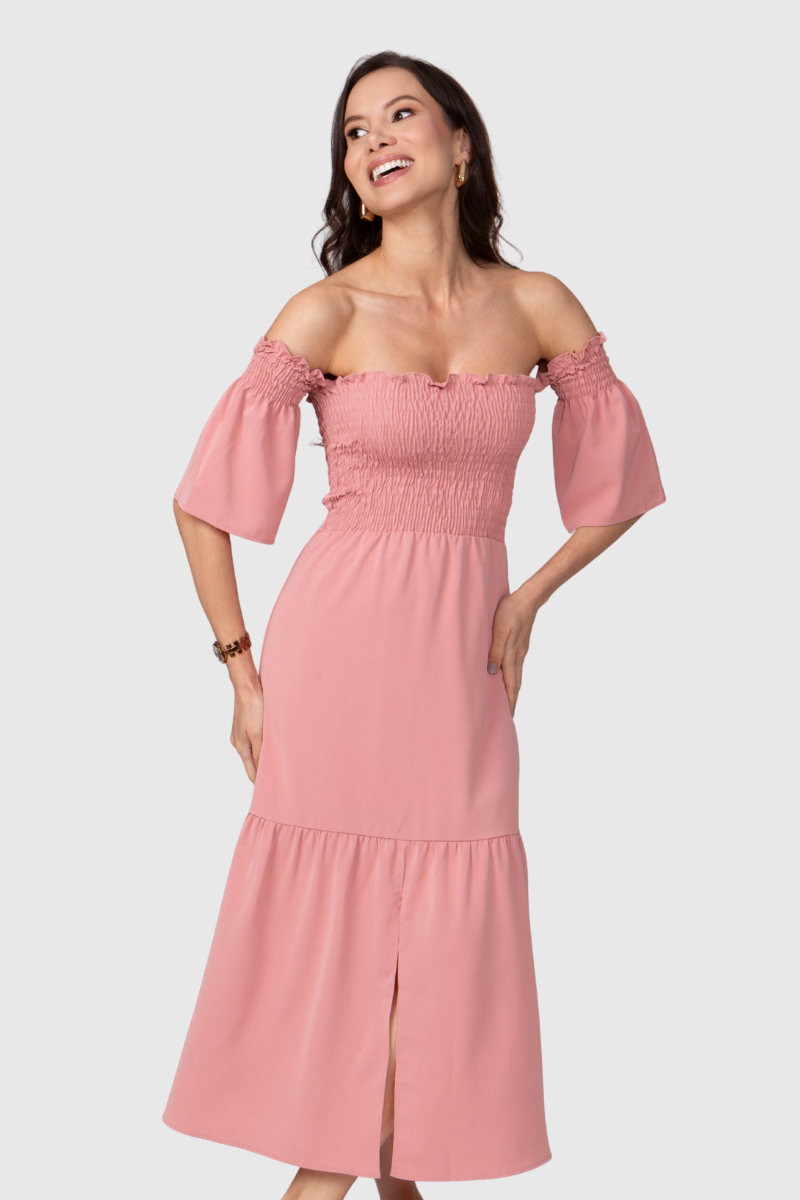 07 vestido feminino midi rose