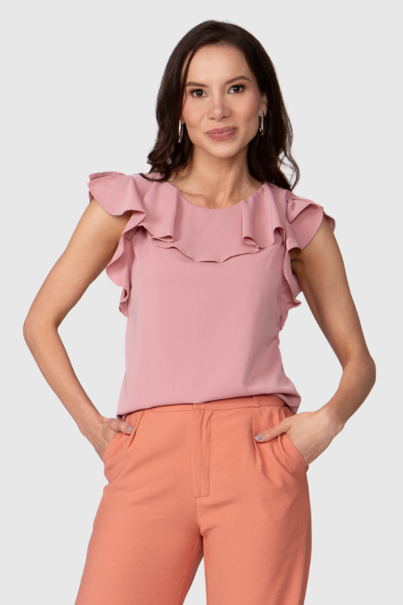 07 blusa feminina babados rose