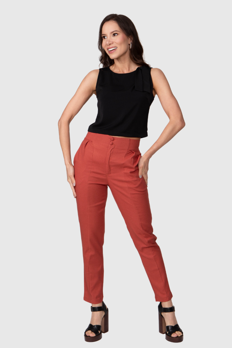 Calça Feminina de Linho Caqui