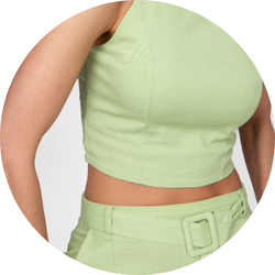 01 conjunto feminino top e pantacourt verde claro