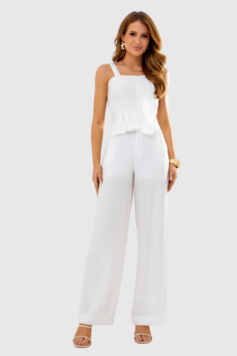 Conjunto Feminino Blusa e Cal&ccedil;a Off-White
