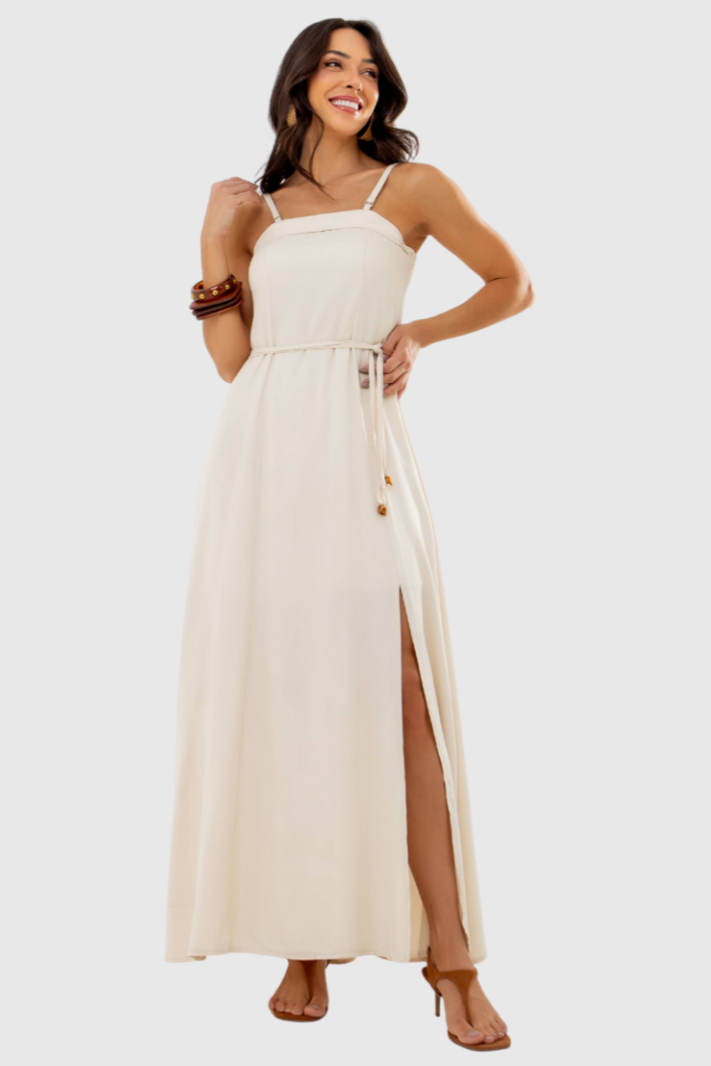 05 vestido feminino longo fluido off white