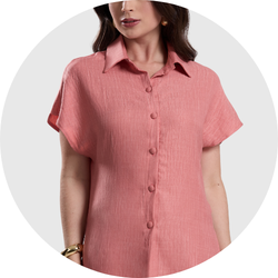 03 camisa feminina manga curta goiaba