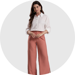 10 calca feminina alfaiataria wide leg caqui