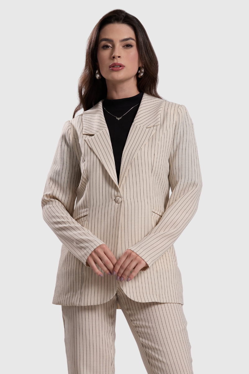 Blazer Feminino Risca de Giz Off-White