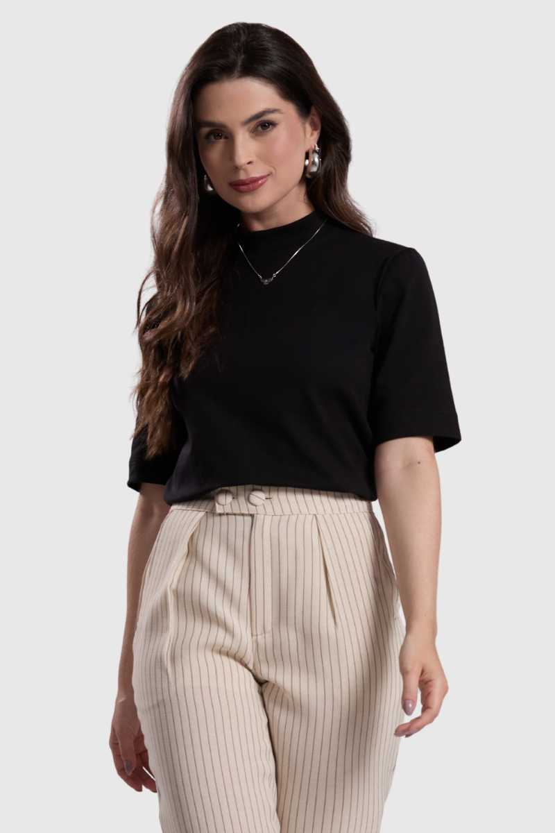 07 t shirt feminina algodao preto