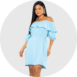 12 vestido feminino curto azul claro