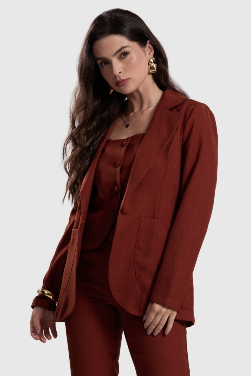 01 blazer feminino alongado marrom